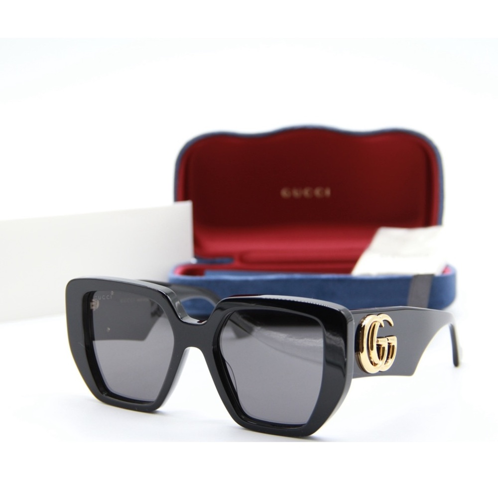 NEW GUCCI GG0956S 003 BLACK OVERSIZED WOMEN’S SUNGLASSES GUCCI - Picture 4 of 14